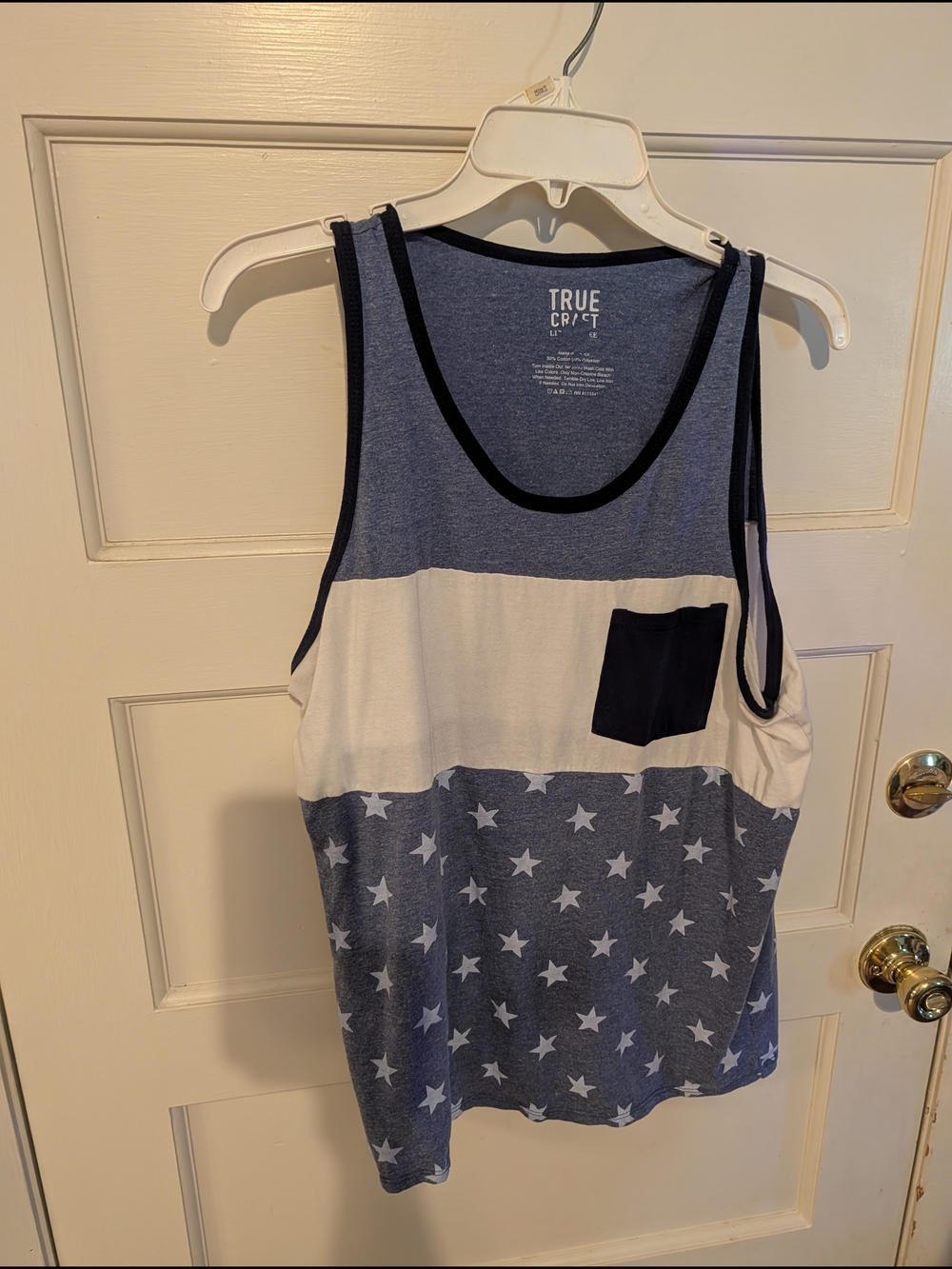 True Craft Navy & White Star Block Tank with Contrast Pocket